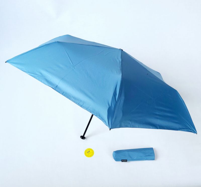 Parapluie anti uv mini Plume doublé bleu & ivoire - indice UPF à 100% - Ultra léger 135g & manuel