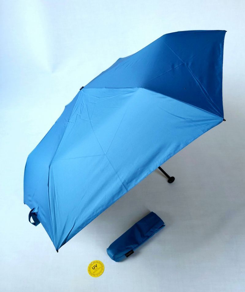 Parapluie anti uv mini Plume doublé bleu & ivoire - indice UPF à 100% - Ultra léger 135g & manuel