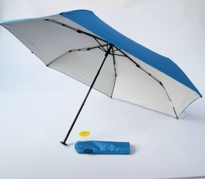 Parapluie anti uv mini Plume doublé bleu & ivoire - indice UPF à 100% - Ultra léger 135g & manuel