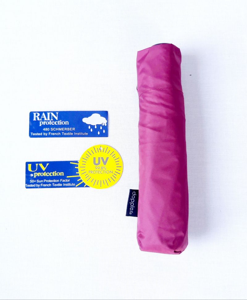 Parapluie anti uv 100% mini Plume pourpre & ivoire - protection double - Ultra léger 135g & manuel