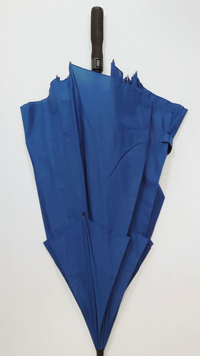 Parapluie golf XXL auto double toile uni bleu indigo 133 cm, large et résistant
