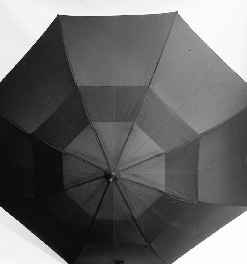 Grand parapluie golf auto fiber double toile uni noir 135 cm, XXL et résistant