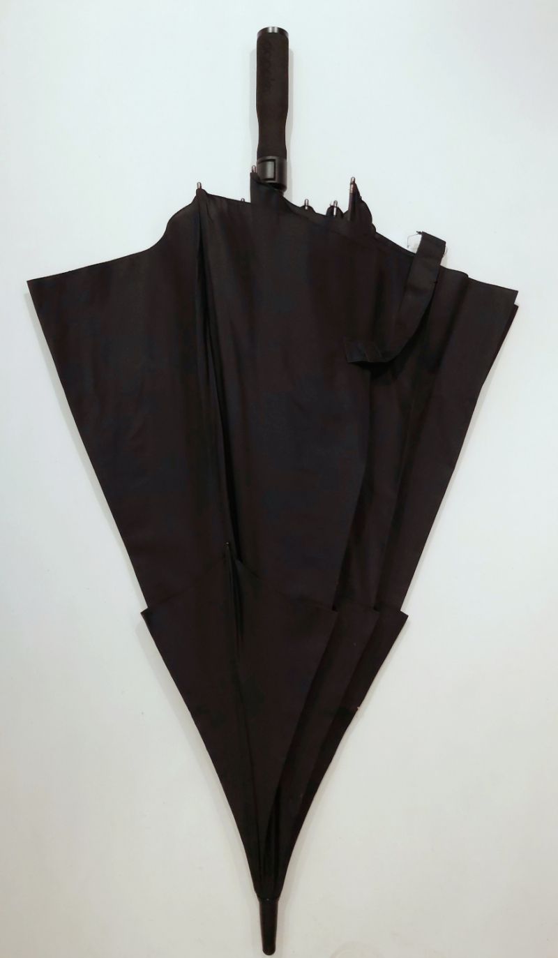Grand parapluie golf auto fiber double toile uni noir 135 cm, XXL et résistant