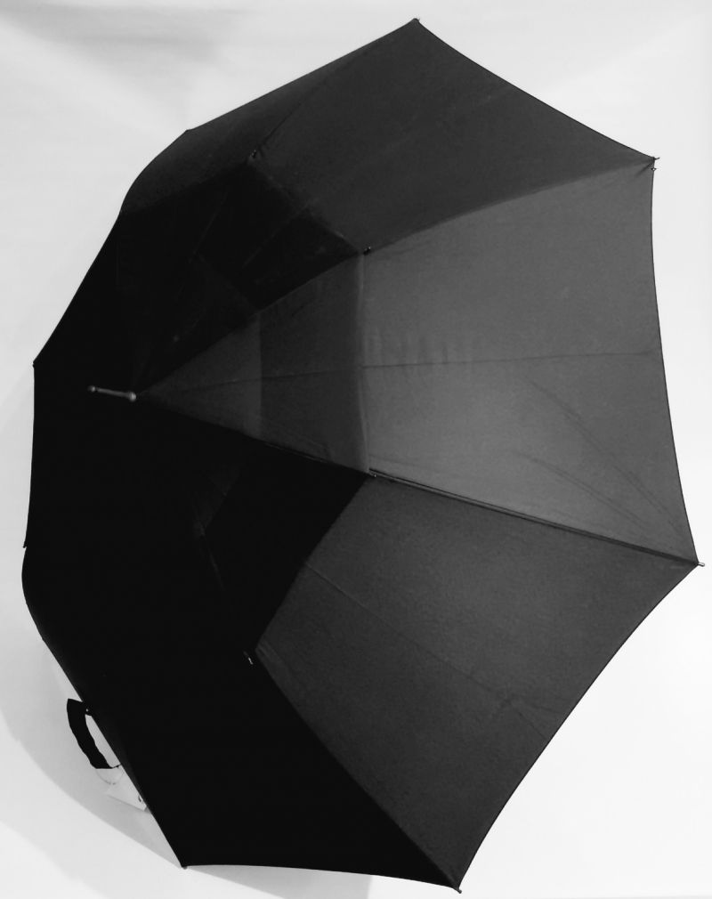 Grand parapluie golf auto fiber double toile uni noir 135 cm, XXL et résistant