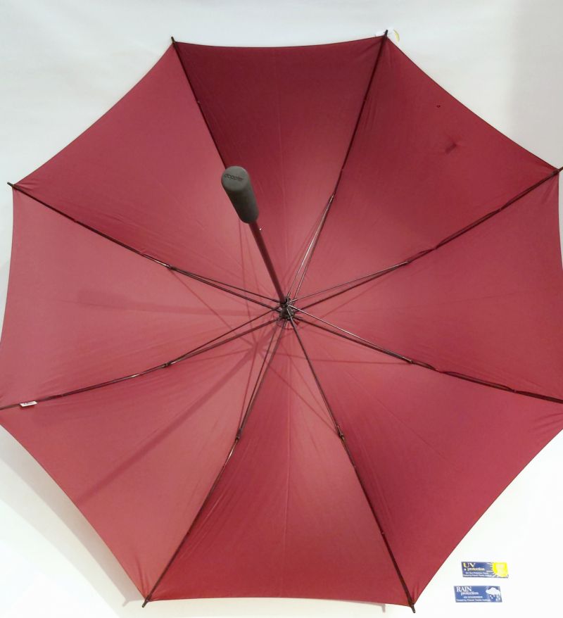 Parapluie golf XXL Ultra Fin manuel toile anti UV uni bordeaux 128 cm - Ultra léger 360g