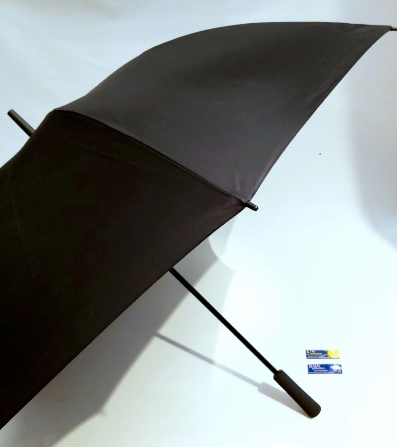 Parapluie golf SLIM manuel toile anti UV uni noir 128 cm diam - Ultra léger 360g