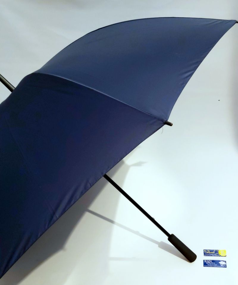 Parapluie golf XXL SLIM manuel toile anti UV uni bleu marine 128 cm diam - Ultra léger 360g