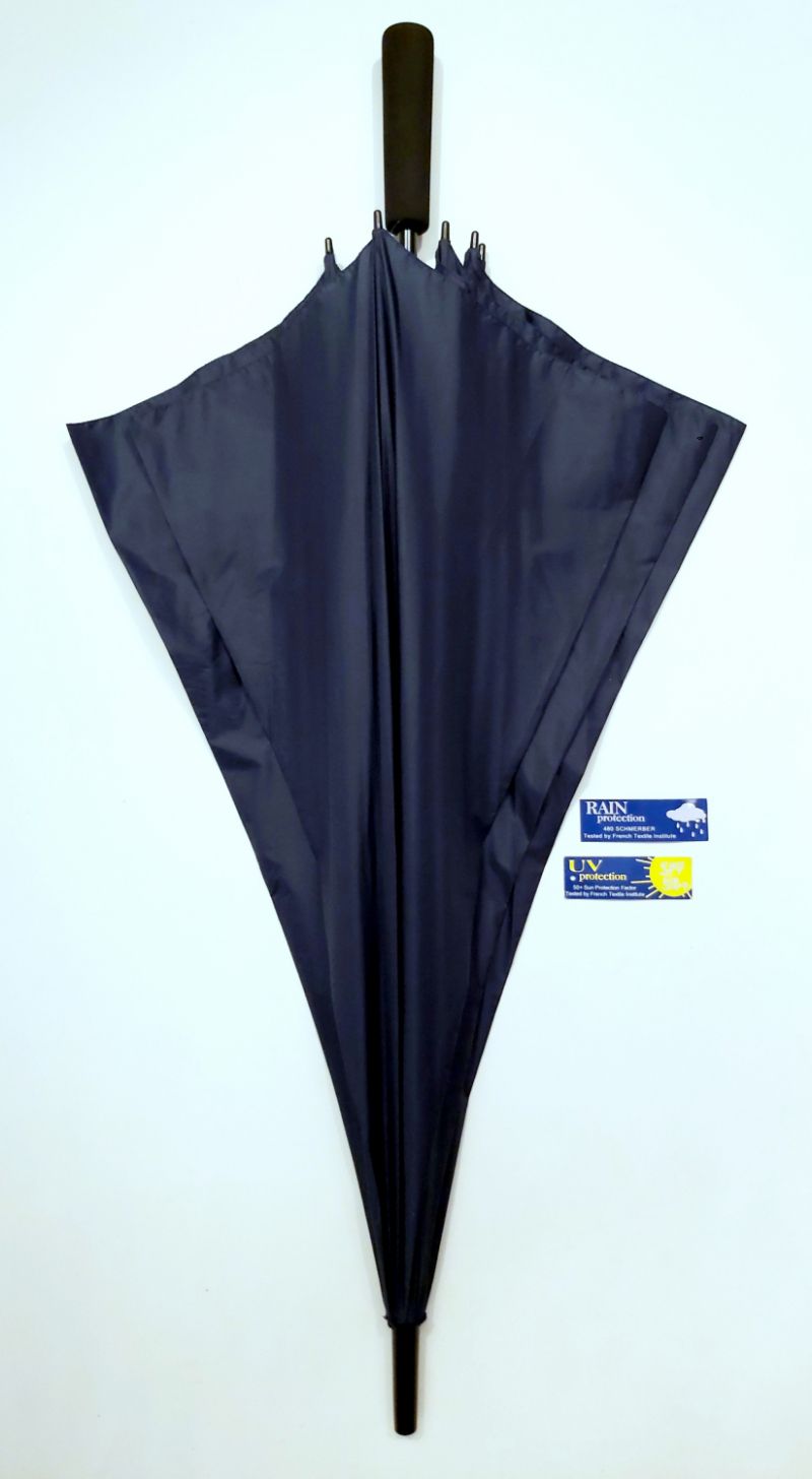 Parapluie golf XXL SLIM manuel toile anti UV uni bleu marine 128 cm diam - Ultra léger 360g