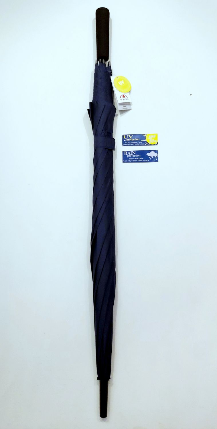 Parapluie golf XXL SLIM manuel toile anti UV uni bleu marine 128 cm diam - Ultra léger 360g