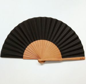 Eventail mini 23 cm GEPETTO noir coton et bois fruitier- 42 cm diam