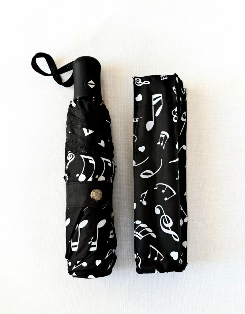  Parapluie mini pliant noir open close imprimé musique Smati, léger et solide 