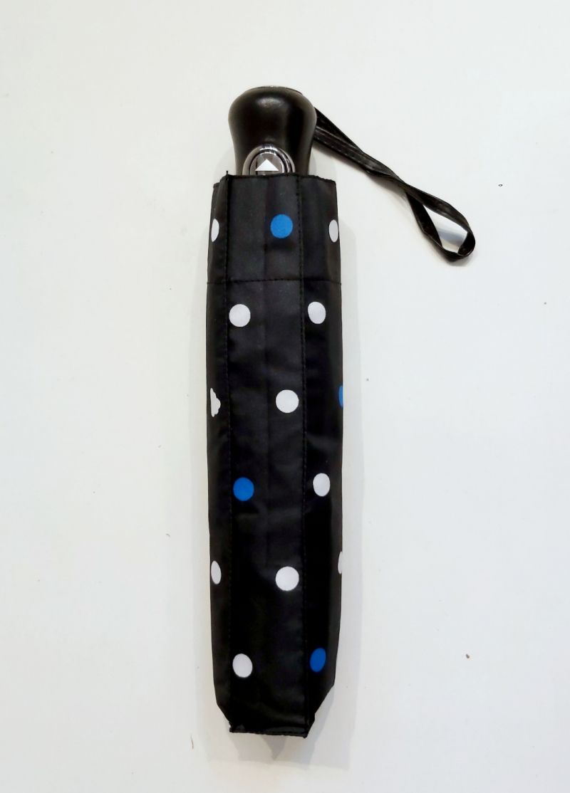  Parapluie mini pliant noir open close imprimé pois bleu blanc Smati, léger et solide 