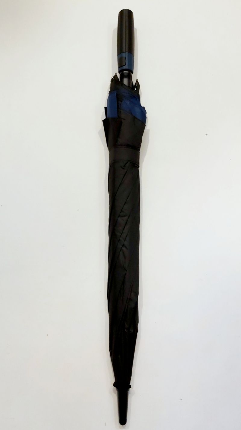 Parapluie 1/2 golf doublé fermé automatique noir et bleu - Ouveture XXL 128cm