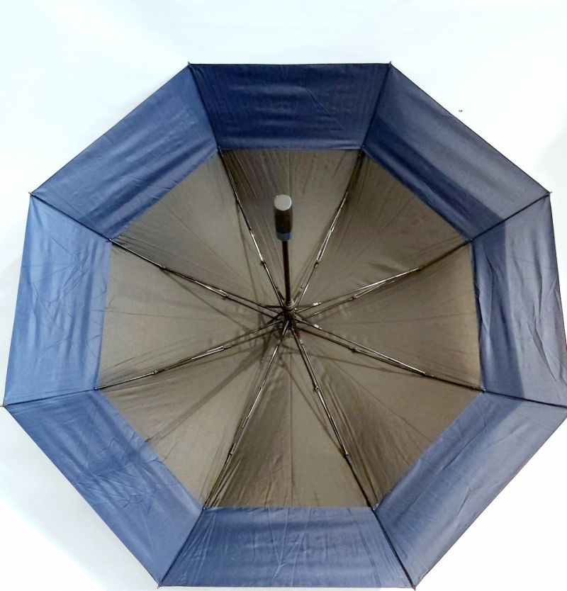 Parapluie 1/2 golf doublé fermé automatique noir et bleu - Ouveture XXL 128cm