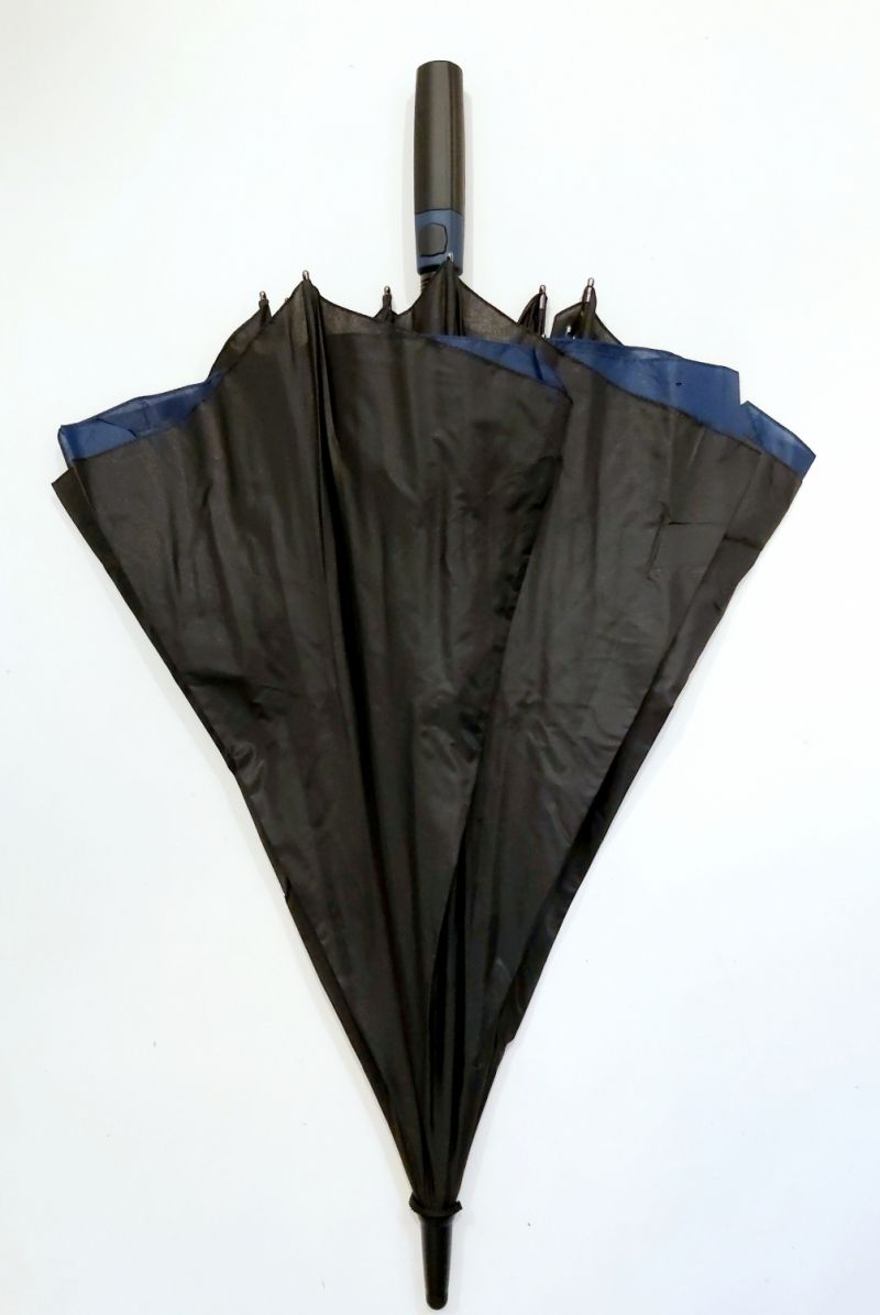 Parapluie 1/2 golf doublé fermé automatique noir et bleu - Ouveture XXL 128cm