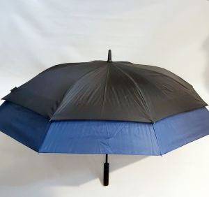Parapluie 1/2 golf doublé fermé automatique noir et bleu - Ouveture XXL 128cm