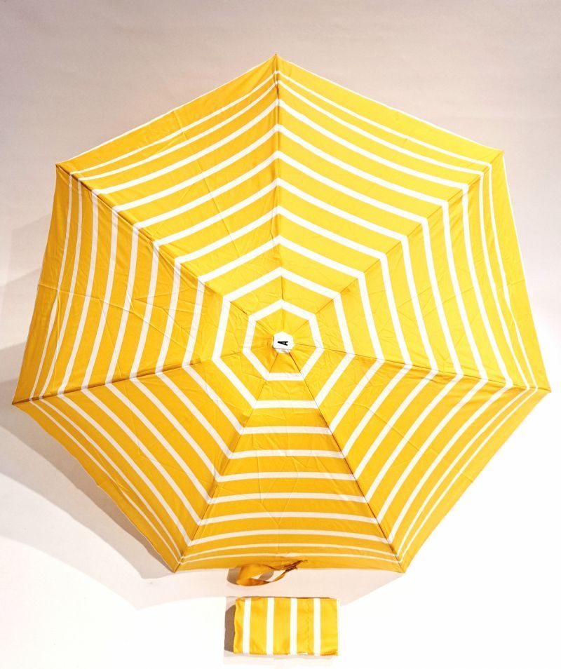  Parapluie micro plat de poche rayé jaune et blanc Gabin - Anatole léger 220g & solide 7 br TOP