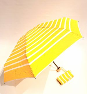  Parapluie micro plat de poche rayé jaune et blanc Gabin - Anatole léger 220g & solide 7 br TOP