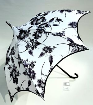 Parapluie pagode Charme blanc & noir floral / Guy de Jean - ne se retourne pas & original