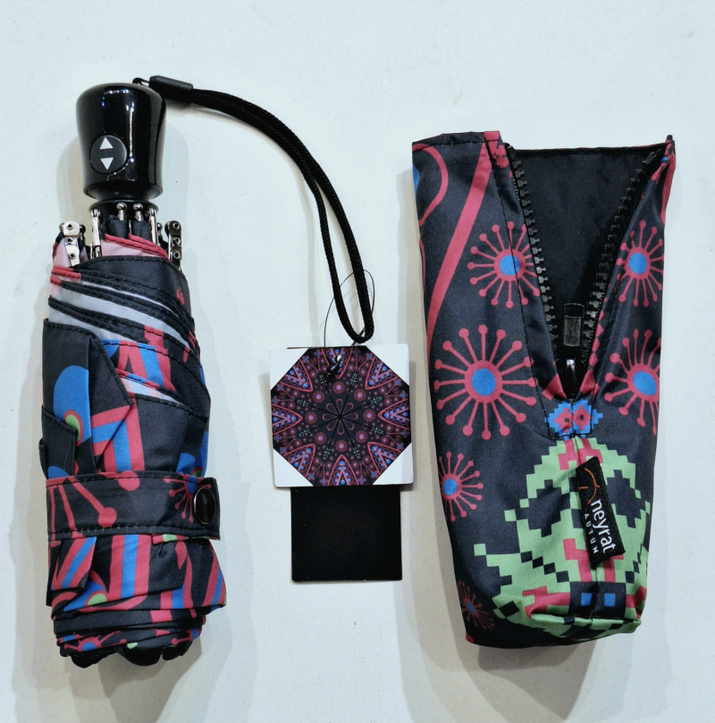  Parapluie micro pliant noir imprimé art 20cm Neyrat Autun - léger et solide