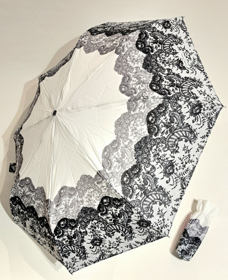 Parapluie Chantal Thomass mini pliant blanc open close dentelle - Léger & solide
