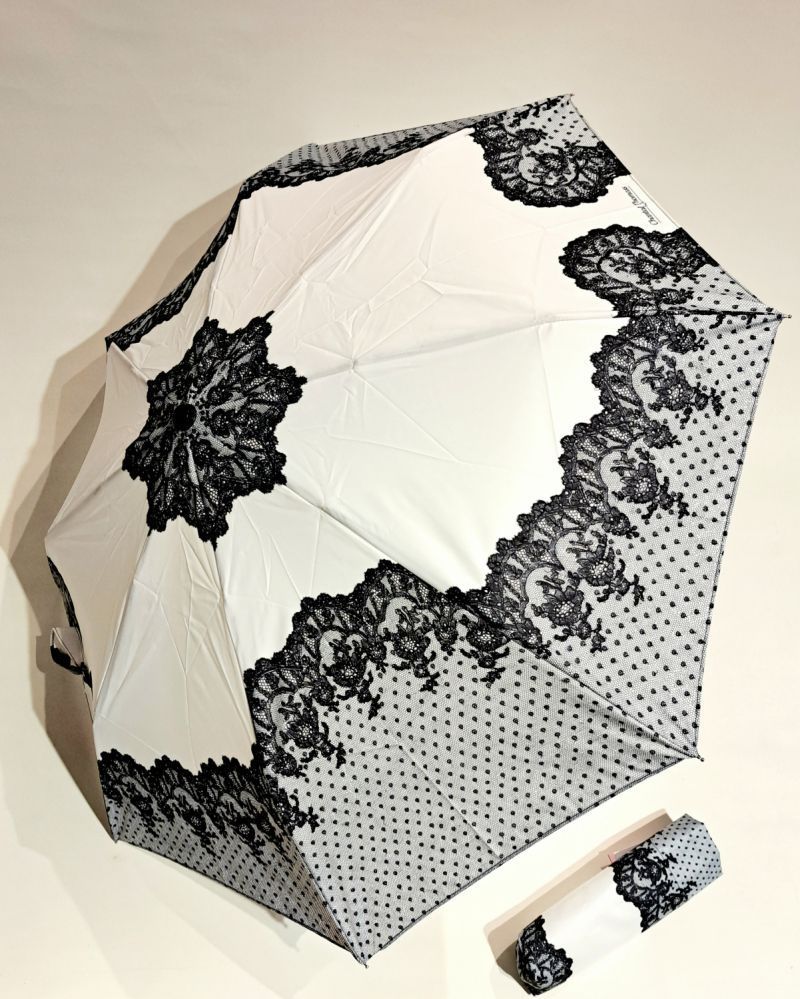 Parapluie Chantal Thomass mini pliant blanc open close dentelle - Léger & grand