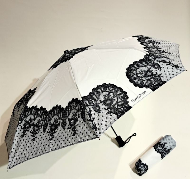 Parapluie Chantal Thomass mini pliant blanc open close dentelle - Léger & grand