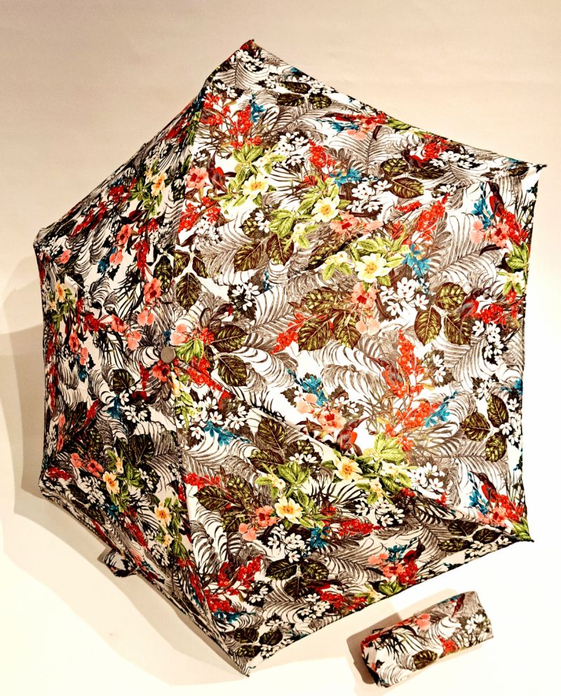 Parapluie femme de poche micro open close imprimé de fleurs colorés Guy de Jean - léger et solide