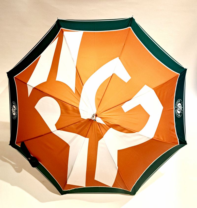 Parapluie Roland Garros long automatique poignée courbe bois - Léger & Résistant