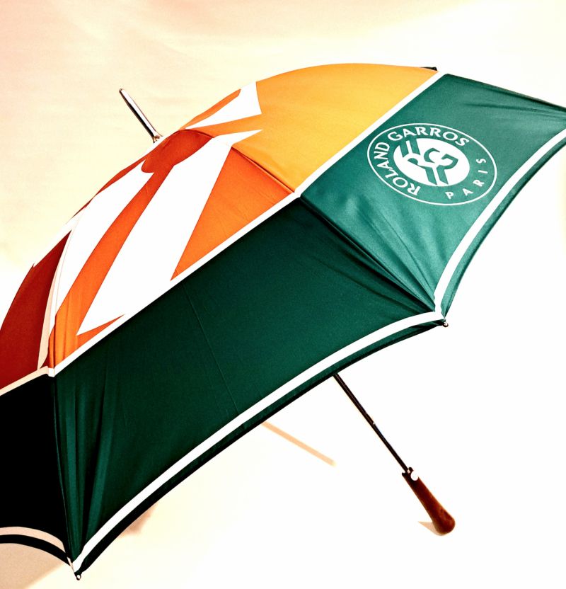 Parapluie Golf Roland Garros Tennis poignée droite en bois - Grand 125 cm & solide