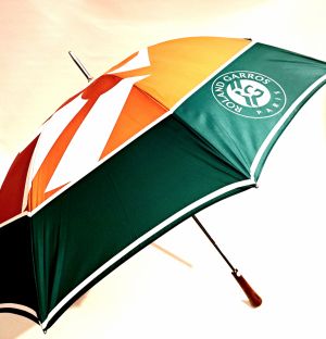 Parapluie Golf Roland Garros Tennis poignée droite en bois - Grand 125 cm & solide