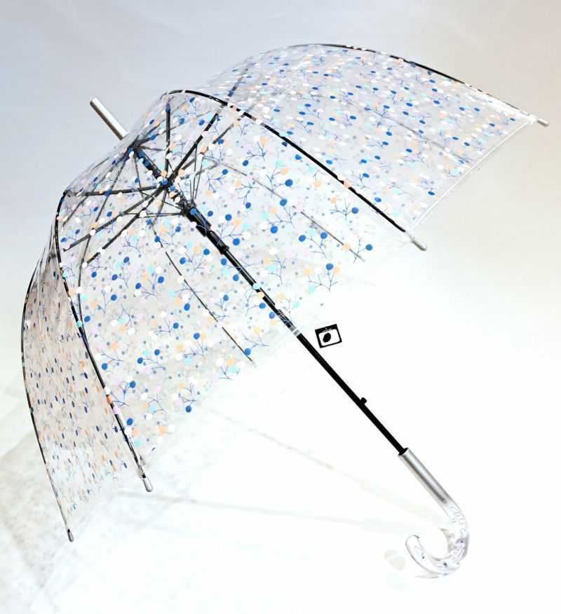 Parapluie cloche transparent automatique petites pétales colorées poignée cristallisée Bulle - léger & résistant