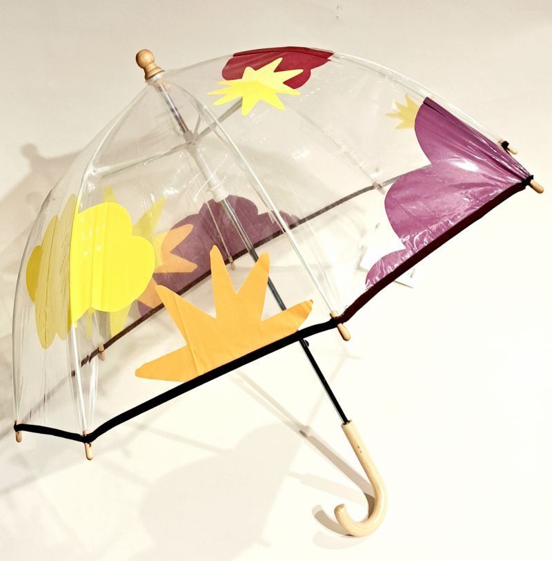 Parapluie Anatole enfant cloche transparent Maïdo imprimé nuages & étoiles coloprés - 3 ans et plus