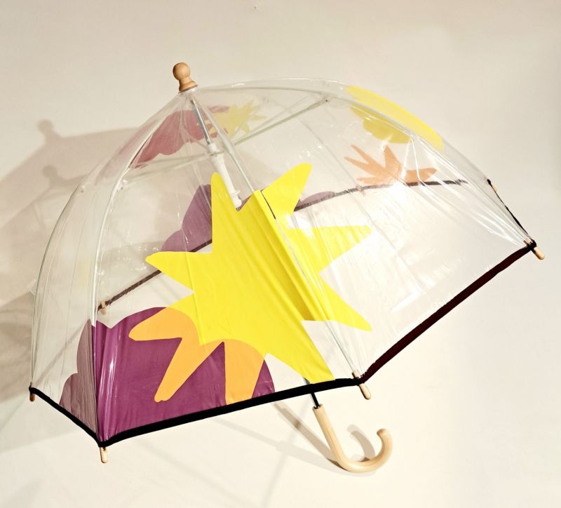 Parapluie Anatole enfant cloche transparent Maïdo imprimé nuages & étoiles coloprés - 3 ans et plus