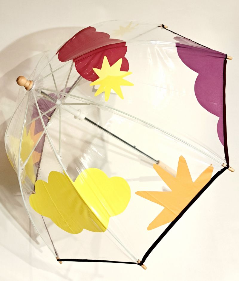 Parapluie Anatole enfant cloche transparent Maïdo imprimé nuages & étoiles coloprés - 3 ans et plus