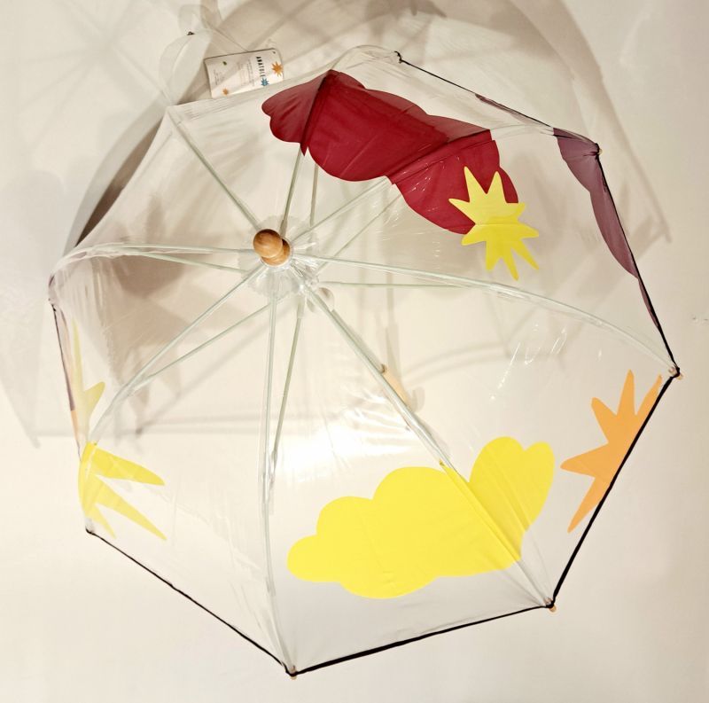 Parapluie Anatole enfant cloche transparent Maïdo imprimé nuages & étoiles coloprés - 3 ans et plus