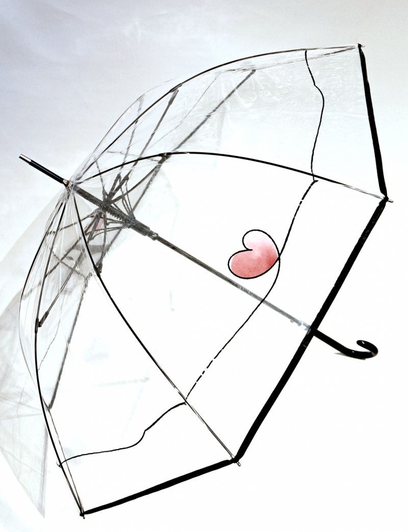 Parapluie transparent grand Neyrat Autun long automatique coeur - léger et solide