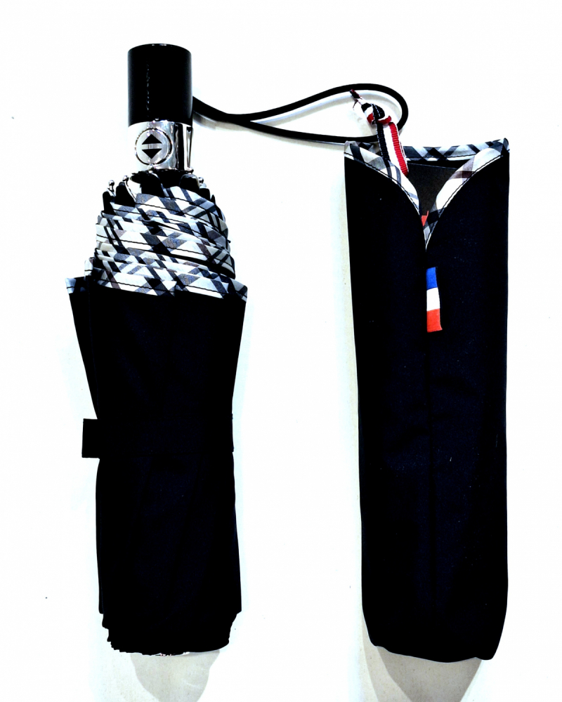 Parapluie mini pliant open-close noir imprimé galon Burberry's Neyrat Autun - Classique & élégant
