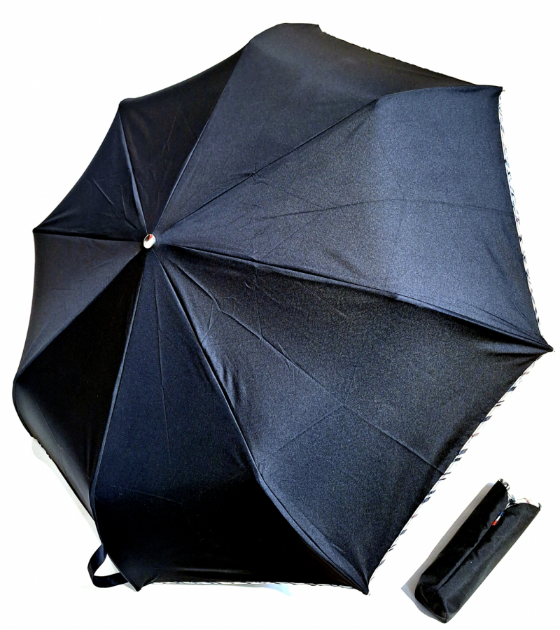 Parapluie mini pliant open-close noir imprimé galon Burberry's Neyrat Autun - Classique & élégant