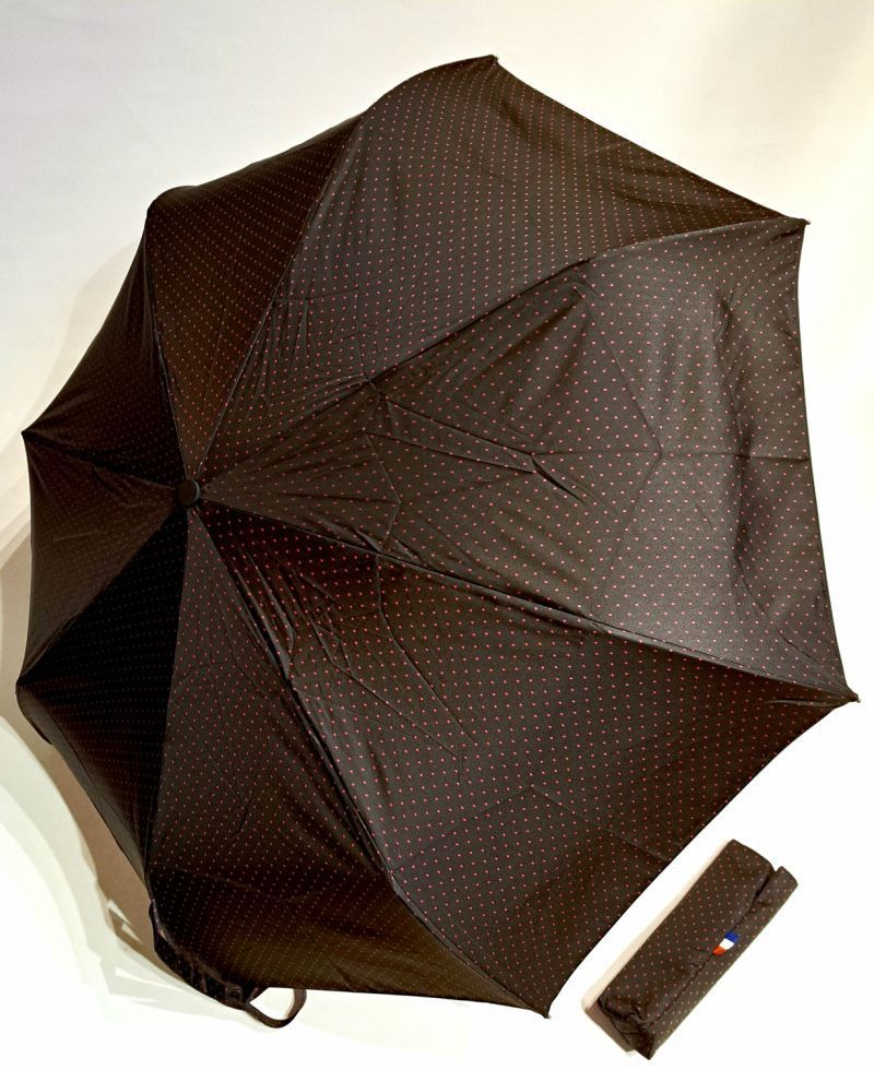 Parapluie mini pliant open-close noir tissé Jacquard imprimé petit carreaux Neyrat Autun - Elégant et résistant