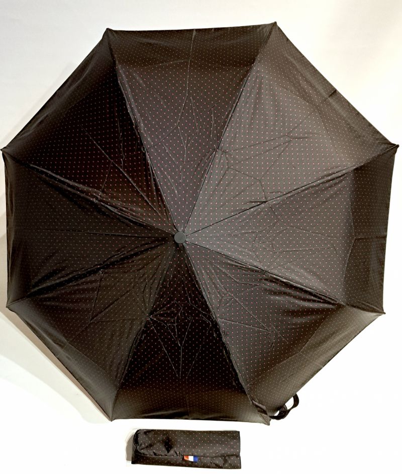 Parapluie mini pliant open-close noir tissé Jacquard imprimé petit carreaux Neyrat Autun - Elégant et résistant