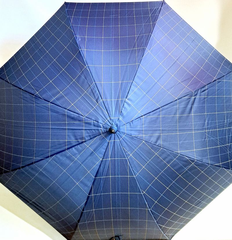 Parapluie grand golf automatique bleu écossais gris pgn courbe Ezpeleta, XXl 130cm & résistant