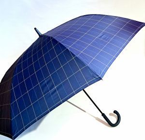 Parapluie grand golf automatique bleu écossais gris pgn courbe Ezpeleta, XXl 130cm & résistant