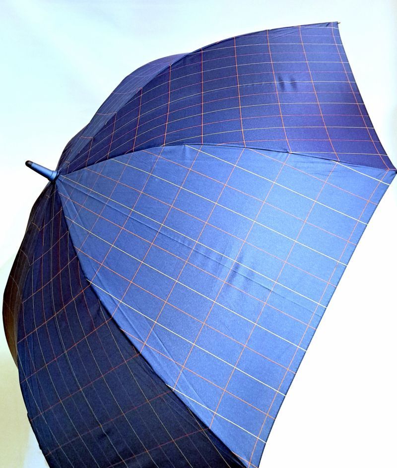 Parapluie grand golf automatique bleu écossais beige pgn courbe Ezpeleta - XXl 130cm & résistant