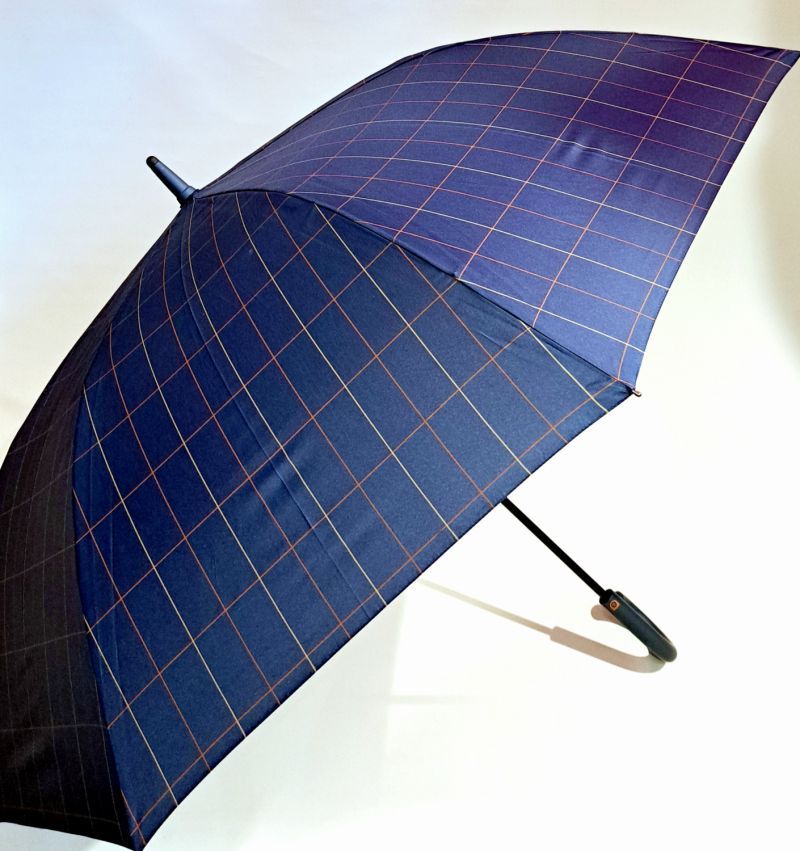 Parapluie grand golf automatique bleu écossais beige pgn courbe Ezpeleta - XXl 130cm & résistant