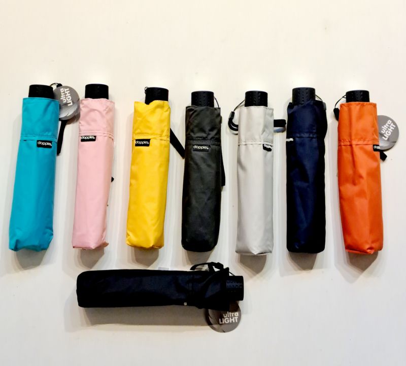  Parapluie Doppler mini uni noir manuel Plume fiber Havanna - Ultra léger 140g & solide