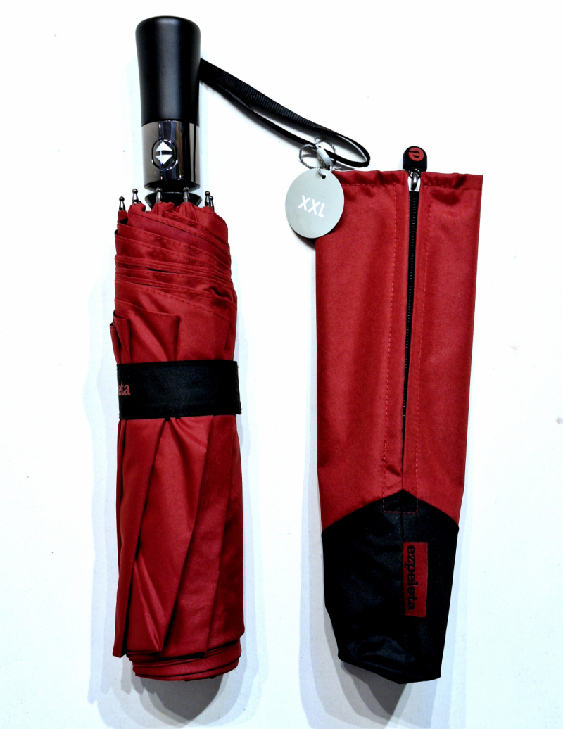 Parapluie golf mini pliant automatique double toile rouge - housse zippée - XXL 125cm & résistant