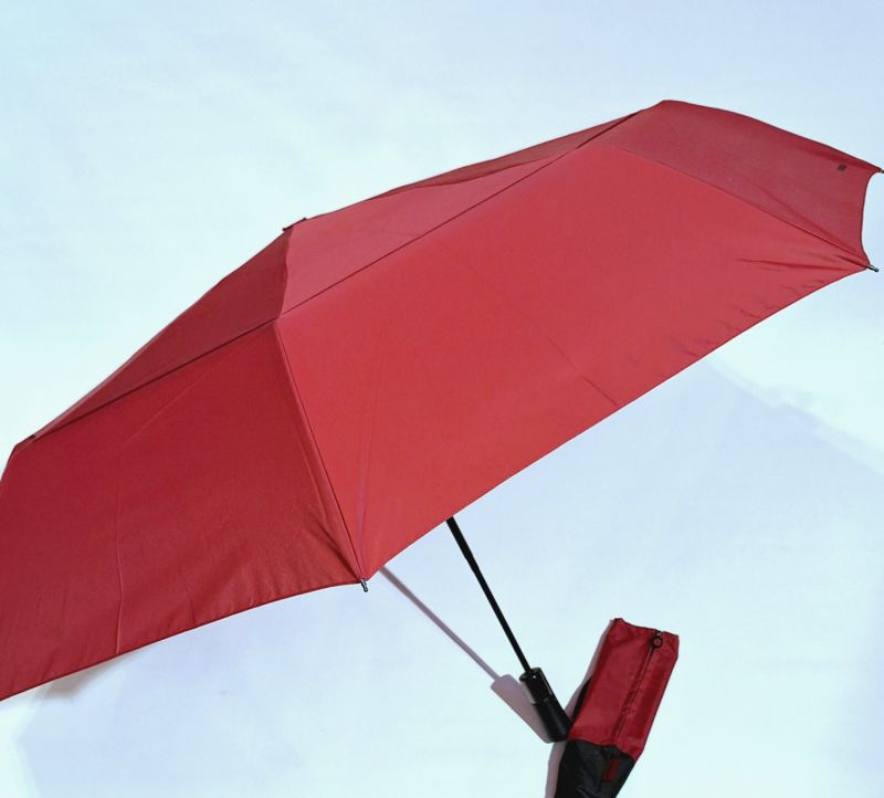 Parapluie golf mini pliant automatique double toile rouge - housse zippée - XXL 125cm & résistant