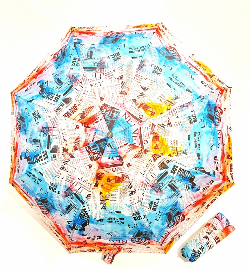 Parapluie pliant mini ouvré fermé coloré imprimé Journal Doppler- Léger & solide