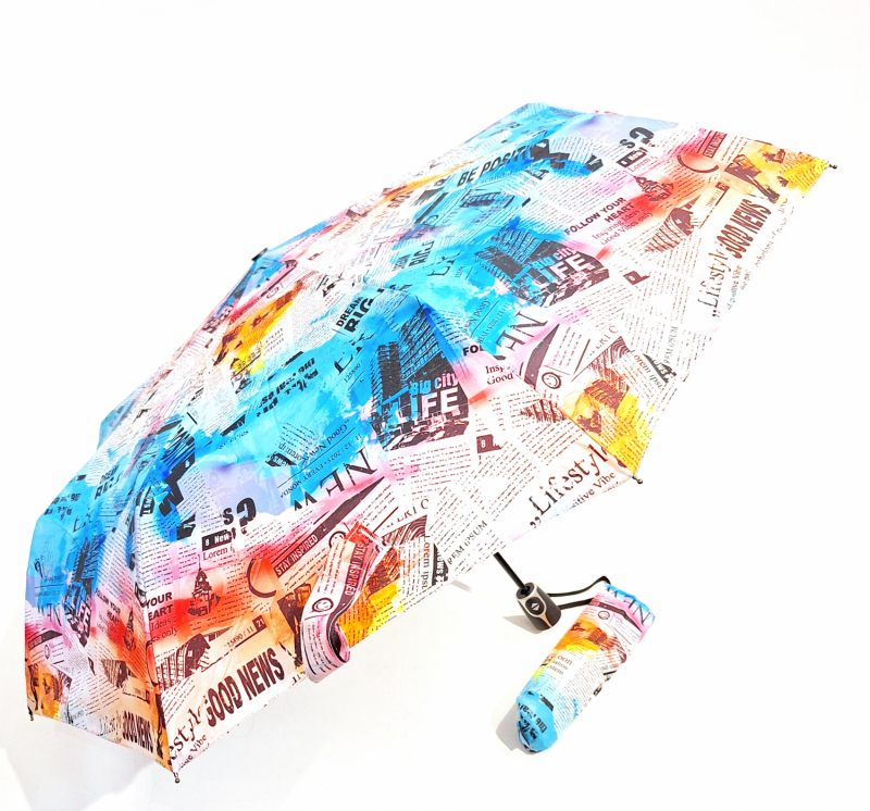 Parapluie pliant mini ouvré fermé coloré imprimé Journal Doppler- Léger & solide
